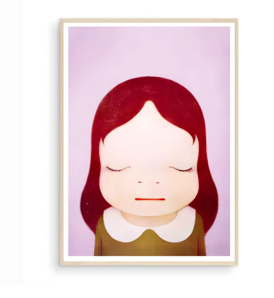 Japanse Cartoon Kunstposter op Canvas – Speelse Sleepwalking Doll Illustratie voor Kinderkamer of Woonruimte