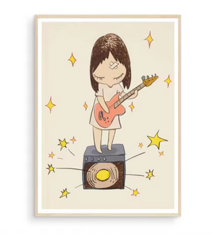 Japanse Cartoon Kunstposter op Canvas – Speelse Sleepwalking Doll Illustratie voor Kinderkamer of Woonruimte