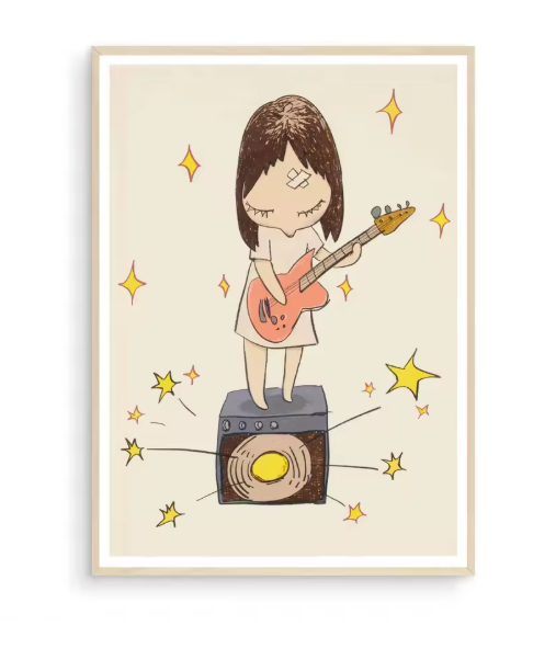 Japanse Cartoon Kunstposter op Canvas – Speelse Sleepwalking Doll Illustratie voor Kinderkamer of Woonruimte