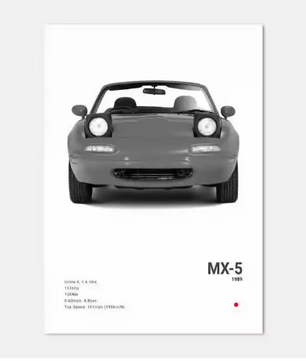 Zwart-Witte Japanse Sportauto Canvas Poster – Pop Art Wanddecoratie voor Garage en Kamer