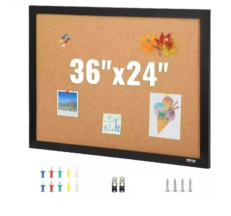 Kurk Prikbord met MDF Frame – Groot Bulletin Board voor Notities, Foto’s en Planning