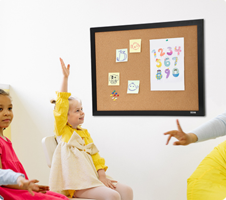 Kurk Prikbord met MDF Frame – Groot Bulletin Board voor Notities, Foto’s en Planning