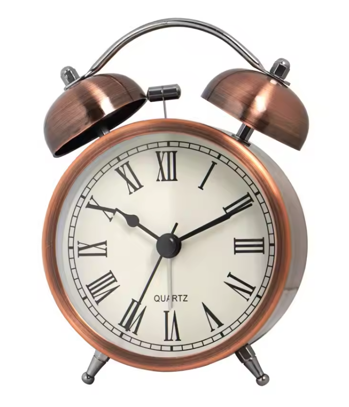 Nordic Retro Metalen Wekker – Minimalistische Bureau- en Nachtkastklok met Verlichting