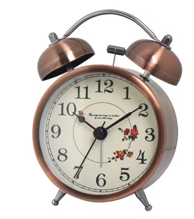 Nordic Retro Metalen Wekker – Minimalistische Bureau- en Nachtkastklok met Verlichting