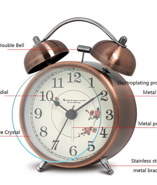 Nordic Retro Metalen Wekker – Minimalistische Bureau- en Nachtkastklok met Verlichting