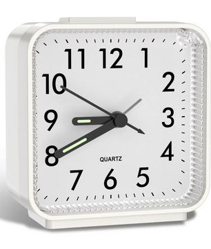 Stille Analoge Wekker – Compacte Nachtkastklok met Snooze en Nachtlicht