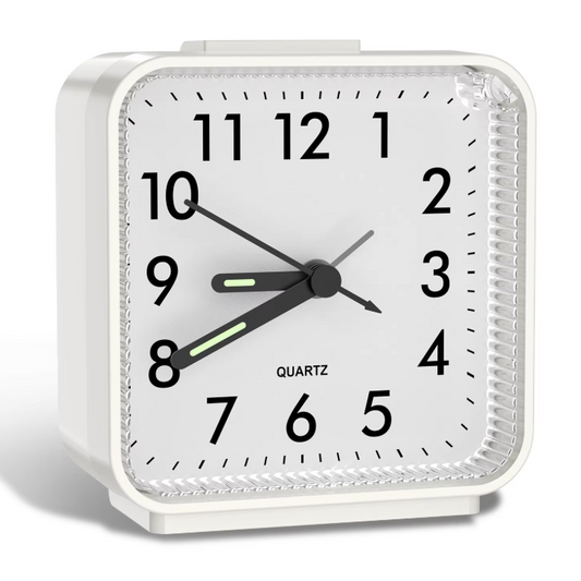 Stille Analoge Wekker – Compacte Nachtkastklok met Snooze en Nachtlicht