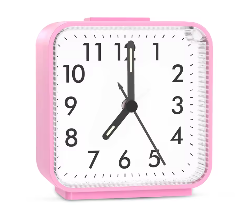 Stille Analoge Wekker – Compacte Nachtkastklok met Snooze en Nachtlicht