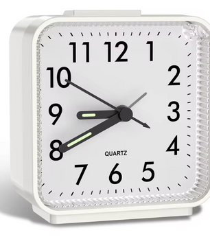 Stille Analoge Wekker – Compacte Nachtkastklok met Snooze en Nachtlicht
