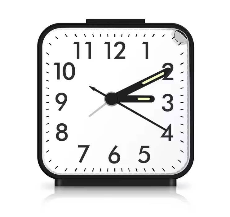 Stille Analoge Wekker – Compacte Nachtkastklok met Snooze en Nachtlicht