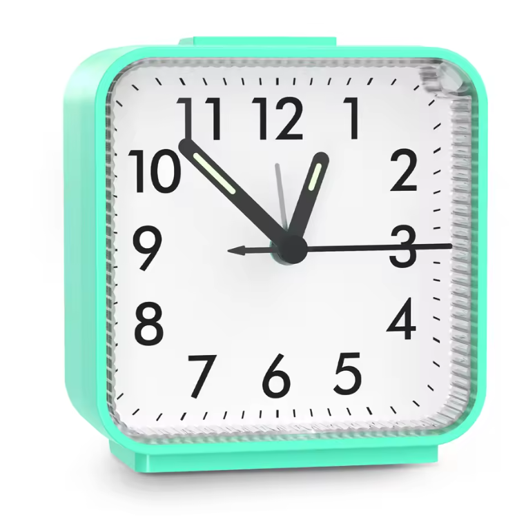 Stille Analoge Wekker – Compacte Nachtkastklok met Snooze en Nachtlicht