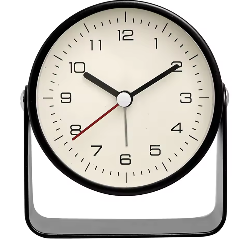 Vintage Retro Analoge Wekker – Stille Metalen Nachtkastklok met Snooze