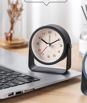 Vintage Retro Analoge Wekker – Stille Metalen Nachtkastklok met Snooze