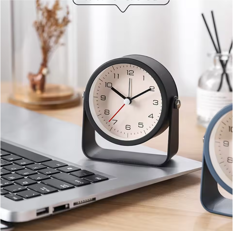 Vintage Retro Analoge Wekker – Stille Metalen Nachtkastklok met Snooze