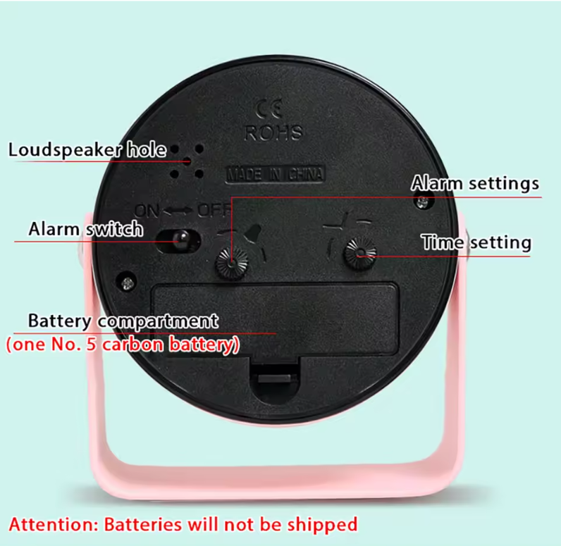 Vintage Retro Analoge Wekker – Stille Metalen Nachtkastklok met Snooze