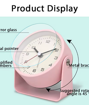 Vintage Retro Analoge Wekker – Stille Metalen Nachtkastklok met Snooze