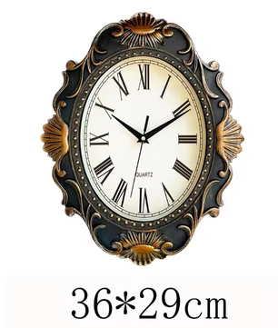 Vintage Europese Wandklok 35,6 cm – Klassieke Klok met Romeinse Cijfers