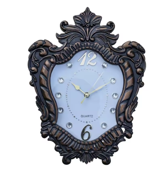 Vintage Europese Wandklok 35,6 cm – Klassieke Klok met Romeinse Cijfers