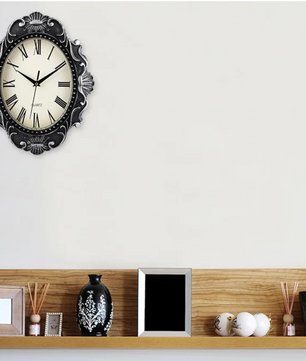 Vintage Europese Wandklok 35,6 cm – Klassieke Klok met Romeinse Cijfers