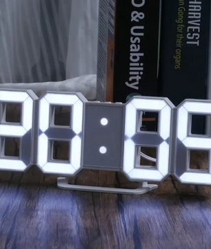 3D LED Digitale Wekker – Wand- en Bureauklok met Tijd, Datum en Temperatuur
