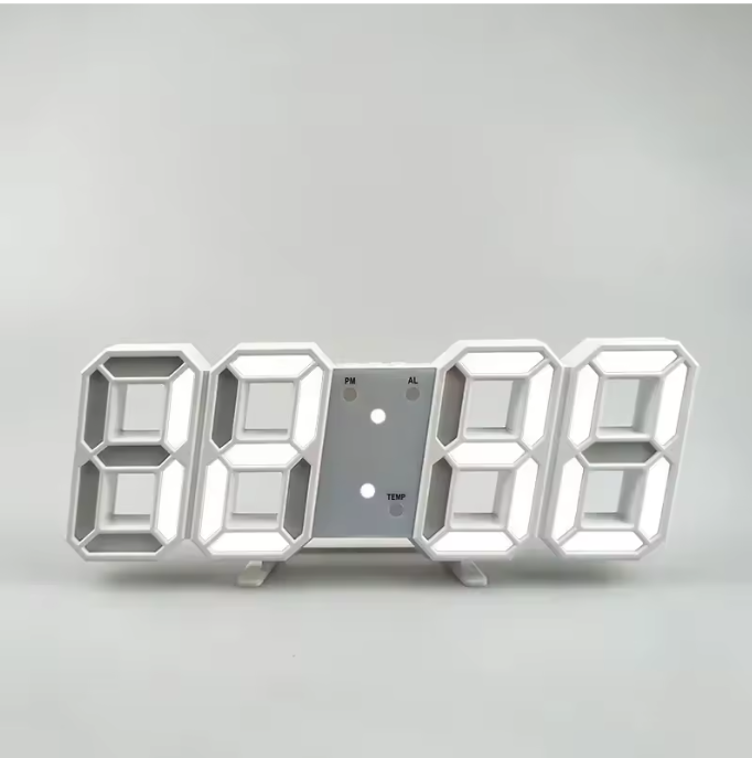3D LED Digitale Wekker – Wand- en Bureauklok met Tijd, Datum en Temperatuur