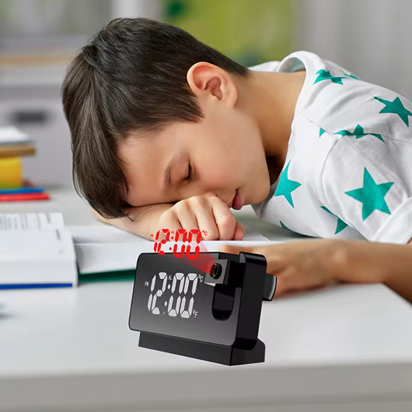 Digitale Projectie Wekker met Spiegel Display – LED Klok met Plafond Projector