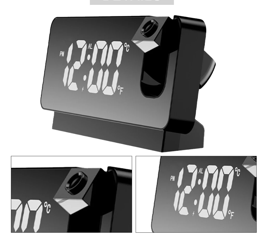 Digitale Projectie Wekker met Spiegel Display – LED Klok met Plafond Projector