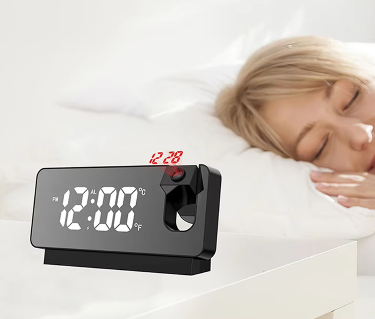 Digitale Projectie Wekker met Spiegel Display – LED Klok met Plafond Projector