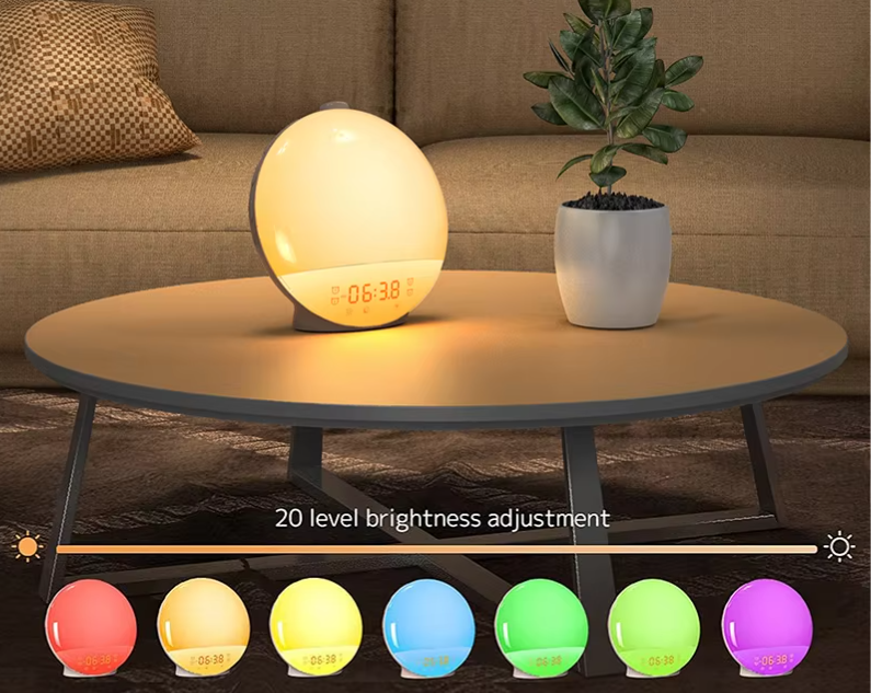 Sunrise Wake-Up Light Wekker – Digitale Alarmklok met FM Radio en Sfeerverlichting
