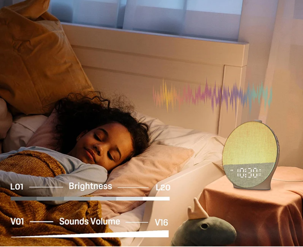 Sunrise Wake-Up Light Wekker – Bluetooth Speaker, White Noise en Nachtlamp