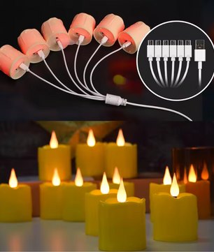 Set van 6 Oplaadbare LED Kaarsen met Afstandsbediening – Waterdichte Theelichtjes met Timer