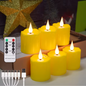 Set van 6 Oplaadbare LED Kaarsen met Afstandsbediening – Waterdichte Theelichtjes met Timer