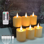 Set van 6 Oplaadbare LED Kaarsen met Afstandsbediening – Waterdichte Theelichtjes met Timer