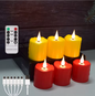 Set van 6 Oplaadbare LED Kaarsen met Afstandsbediening – Waterdichte Theelichtjes met Timer