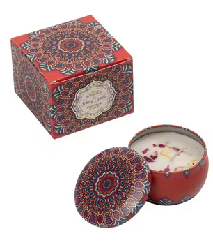 Geurkaars met Gedroogde Bloemen – Sojawas Aromakaars in Decoratief Blik