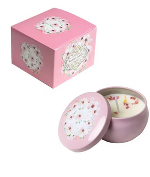 Geurkaars met Gedroogde Bloemen – Sojawas Aromakaars in Decoratief Blik