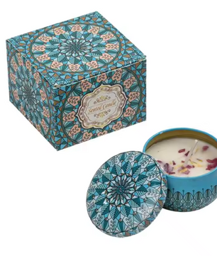 Geurkaars met Gedroogde Bloemen – Sojawas Aromakaars in Decoratief Blik