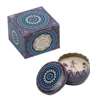 Geurkaars met Gedroogde Bloemen – Sojawas Aromakaars in Decoratief Blik