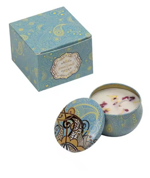 Geurkaars met Gedroogde Bloemen – Sojawas Aromakaars in Decoratief Blik