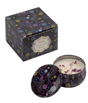 Geurkaars met Gedroogde Bloemen – Sojawas Aromakaars in Decoratief Blik