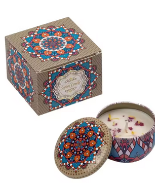 Geurkaars met Gedroogde Bloemen – Sojawas Aromakaars in Decoratief Blik