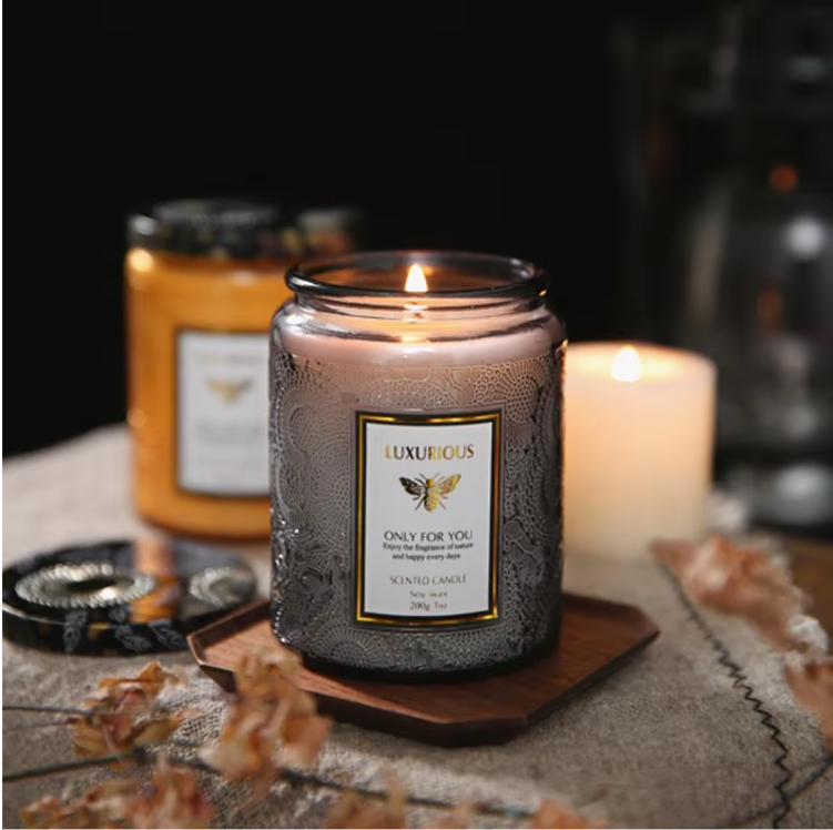 Geurkaars in Glazen Pot 200 g – Natuurlijke Sojawas Aromatische Kaars voor Sfeer en Ontspanning