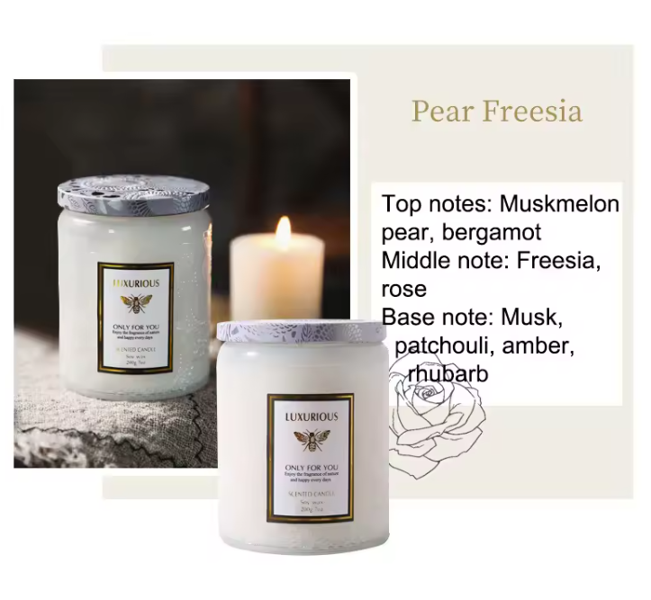 Geurkaars in Glazen Pot 200 g – Natuurlijke Sojawas Aromatische Kaars voor Sfeer en Ontspanning