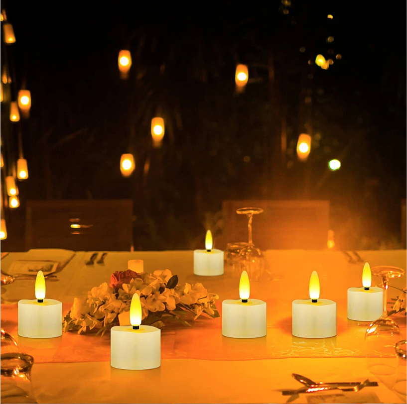 Set van 6 Oplaadbare LED Kaarsen met Afstandsbediening – Realistische Flikkerende Theelichtjes