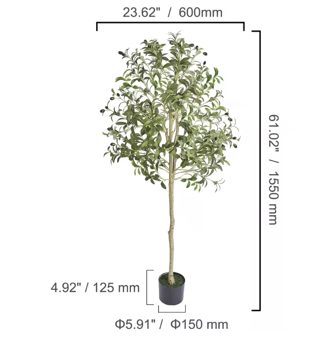 Kunstmatige Olijfboom – Realistische Faux Olijfplant voor Woonkamer, Kantoor en Interieurdecoratie