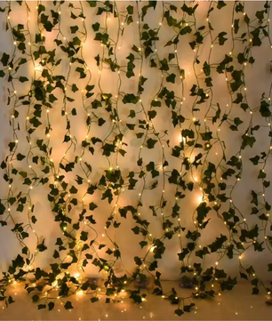 Kunst Klimop Slinger met LED Verlichting – Decoratieve Ivy Guirlande voor Interieur en Feestdecoratie