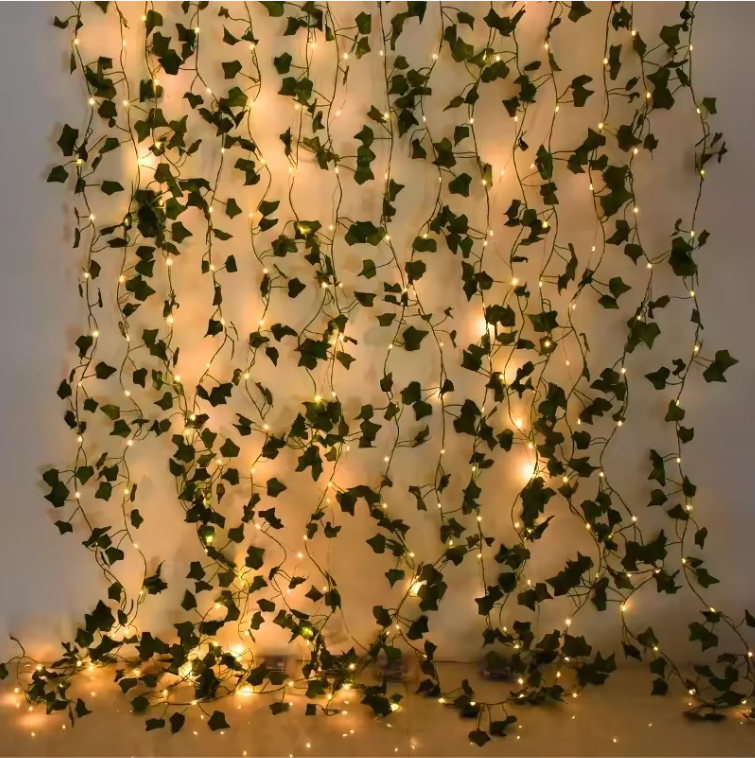 Kunst Klimop Slinger met LED Verlichting – Decoratieve Ivy Guirlande voor Interieur en Feestdecoratie