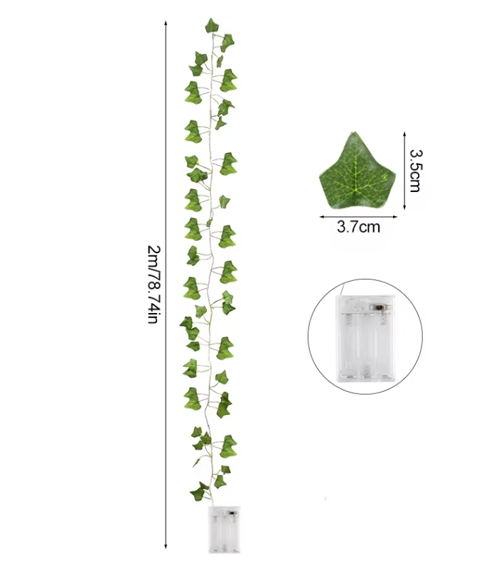 Kunst Klimop Slinger met LED Verlichting – Decoratieve Ivy Guirlande voor Interieur en Feestdecoratie