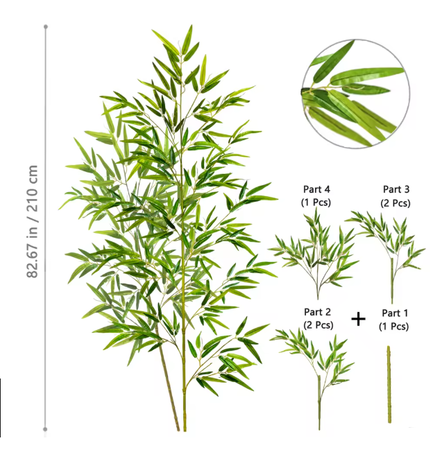 Kunst Bamboe Tak met Groene Bladeren – Decoratieve Bamboe Plant voor Interieur en Kantoor