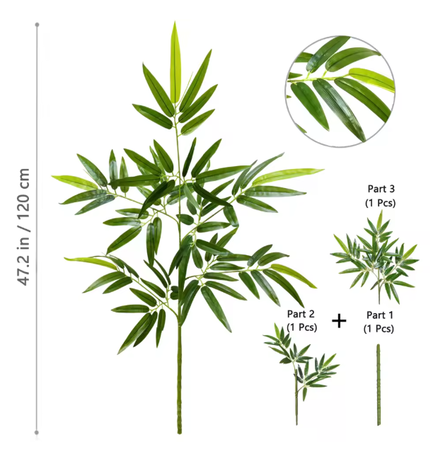 Kunst Bamboe Tak met Groene Bladeren – Decoratieve Bamboe Plant voor Interieur en Kantoor
